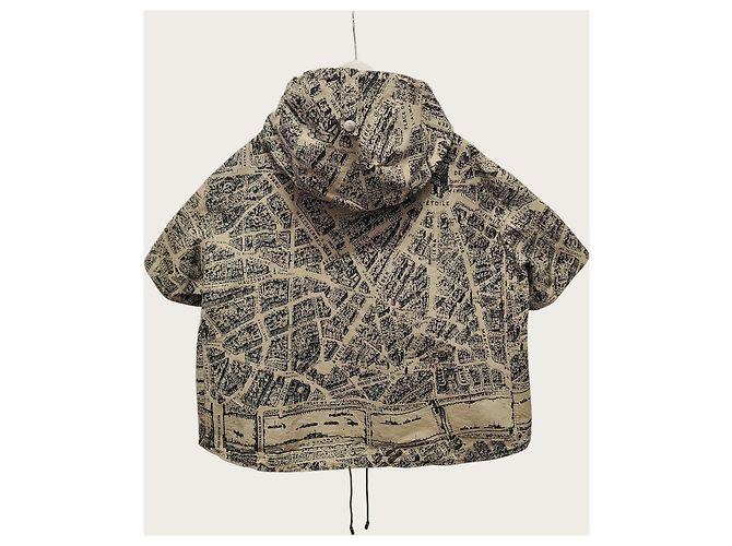 Dior Kapuzen-Anorak aus technischem Beige Black Jacquard-Taffeta mit Plan Paris Motiv Braun - Ansicht 4