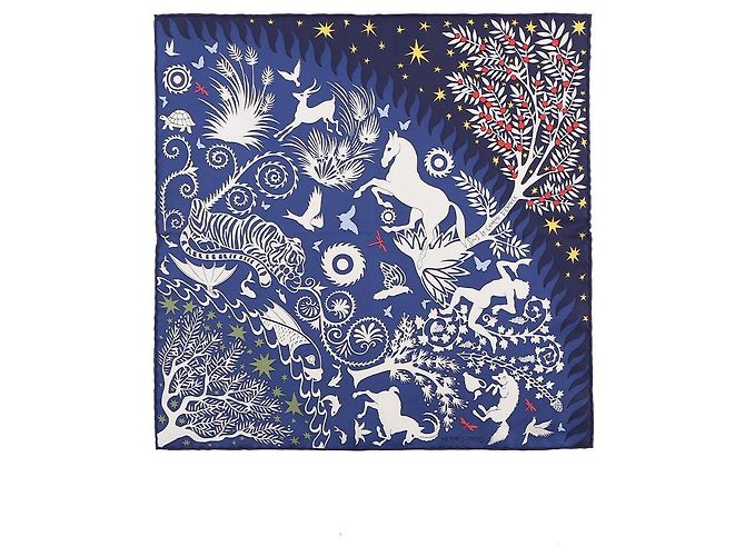 Hermès Cachecol com detalhes Azul - vista 7