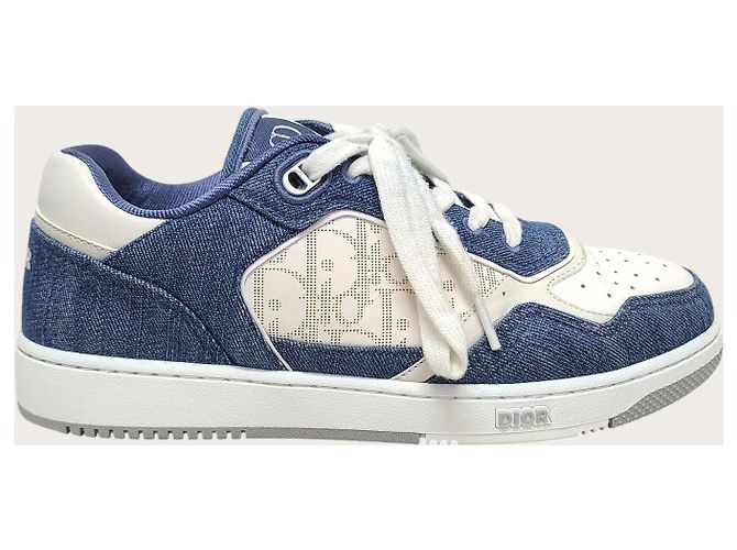 Oblique Dior Sneakers basse Galaxy in denim bianco e blu con motivo obliquo - vista 2
