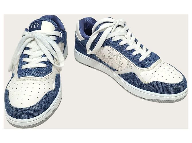 Oblique Dior Sneakers basse Galaxy in denim bianco e blu con motivo obliquo - vista 4