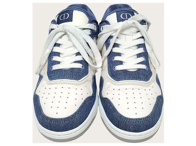 Oblique Dior Sneakers basse Galaxy in denim bianco e blu con motivo obliquo - vista 6