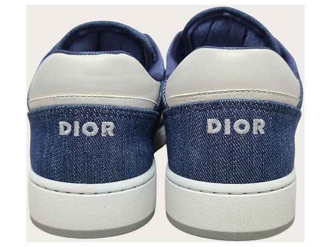 Oblique Dior Sneakers basse Galaxy in denim bianco e blu con motivo obliquo - vista 7