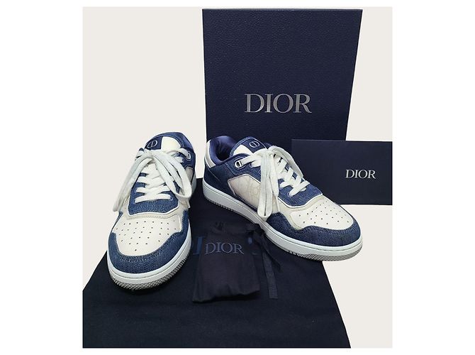 Oblique Dior Sneakers basse Galaxy in denim bianco e blu con motivo obliquo - vista 8