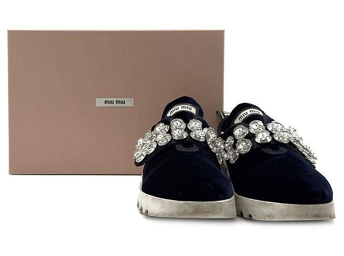 Miu Miu Sneakers in velluto crystal Blu - vista 8