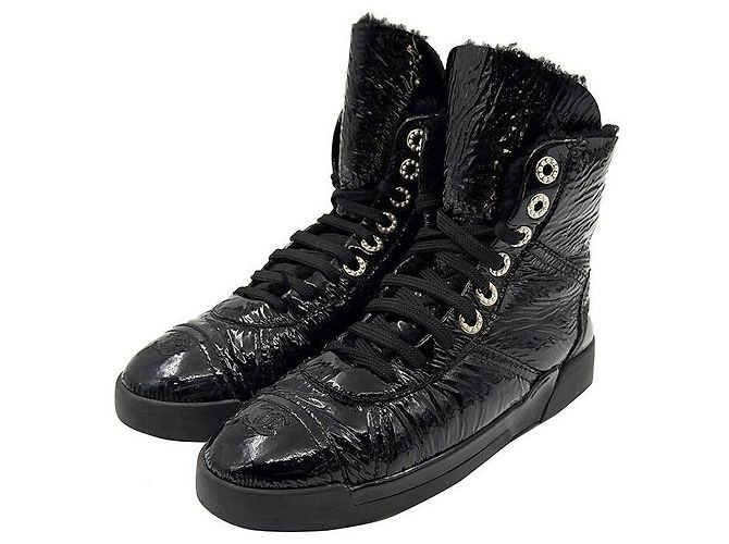 Chanel Baskets montantes en agneau verni - vue 2