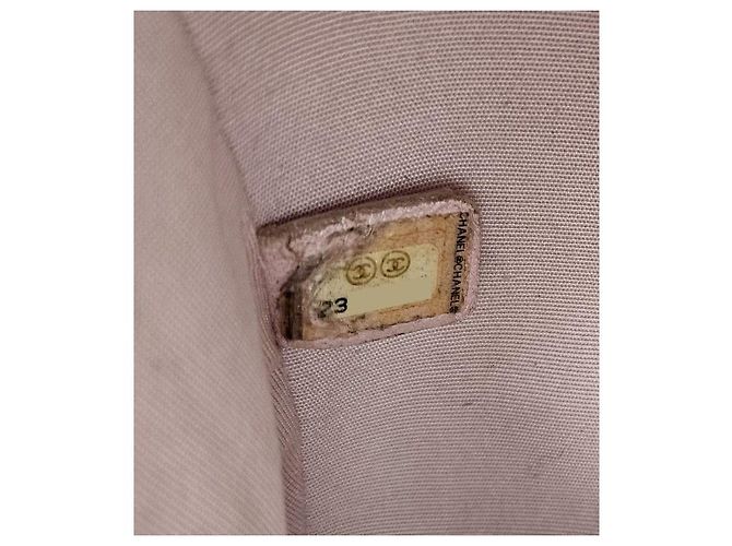Chanel Bolsa de alça superior com aba acolchoada em pele de cordeiro rosa - vista 13