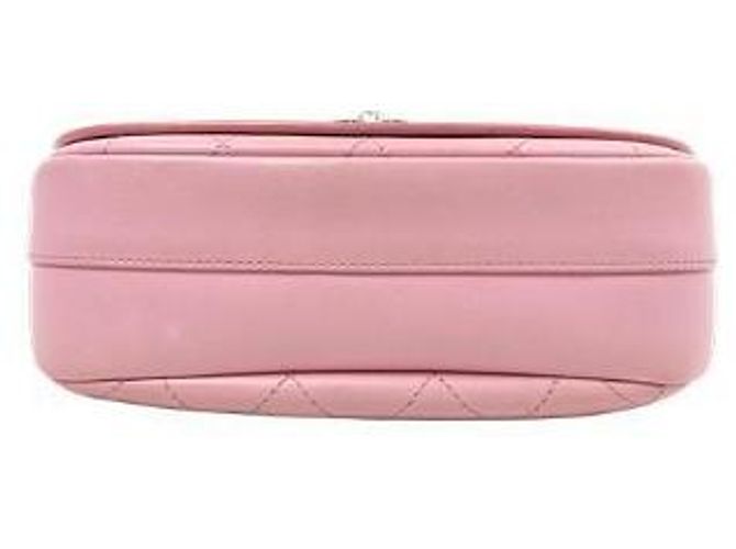Chanel Bolsa de alça superior com aba acolchoada em pele de cordeiro rosa - vista 4