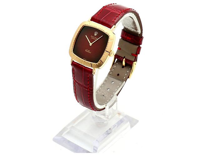 Rolex Orologio Cellini Cellini da uomo in pelle Oro Borgogna Rosso Ombré Manuale - vista 3