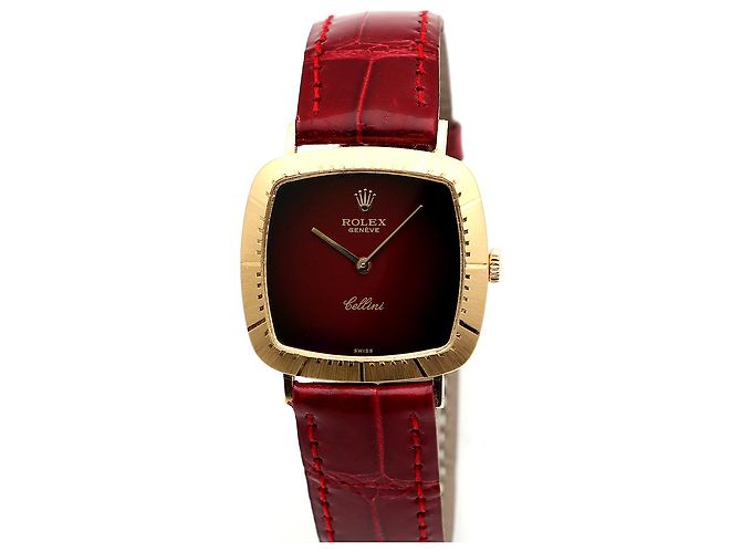 Rolex Orologio Cellini Cellini da uomo in pelle Oro Borgogna Rosso Ombré Manuale - vista 7