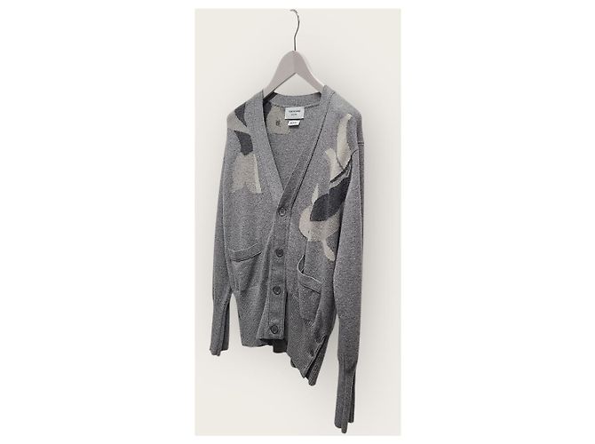 Thom Browne Charcoal Koi Taping Kaschmir-Cardigan Braun - Ansicht 2