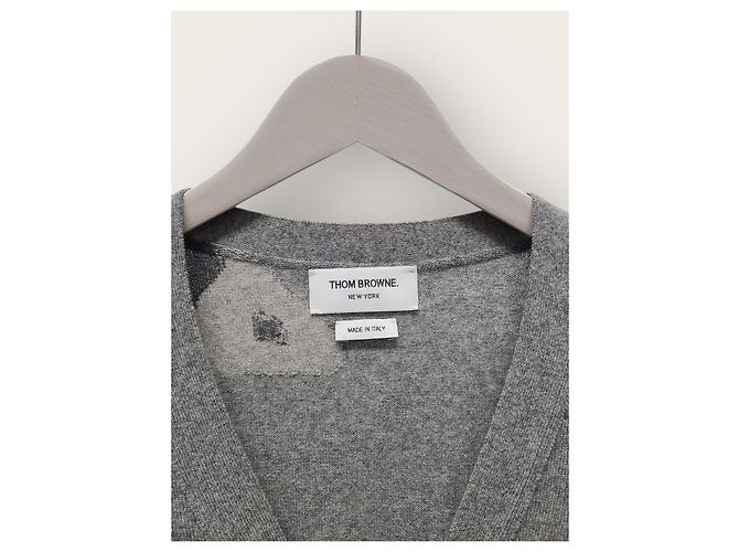 Thom Browne Charcoal Koi Taping Kaschmir-Cardigan Braun - Ansicht 3