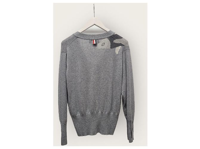 Thom Browne Charcoal Koi Taping Kaschmir-Cardigan Braun - Ansicht 4
