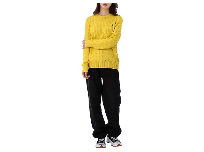 Ralph Lauren Pull en maille torsadée avec logo Pony Taille Adulte Doré - vue 10
