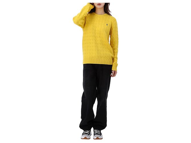 Ralph Lauren Pull en maille torsadée avec logo Pony Taille Adulte Doré - vue 11