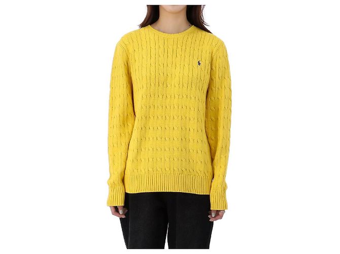 Ralph Lauren Pull en maille torsadée avec logo Pony Taille Adulte Doré - vue 2