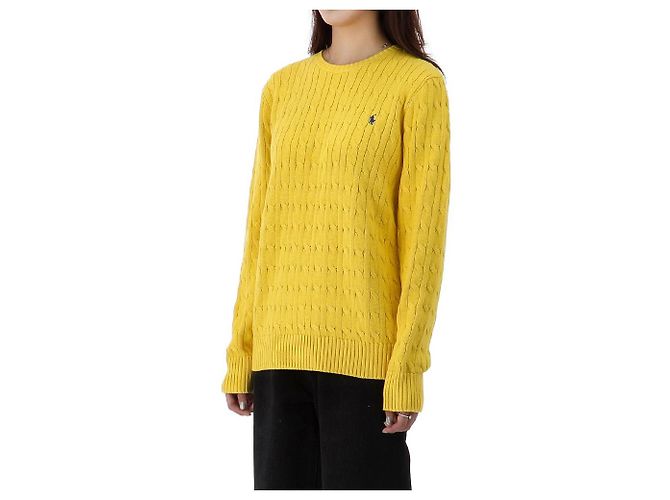 Ralph Lauren Pull en maille torsadée avec logo Pony Taille Adulte Doré - vue 3