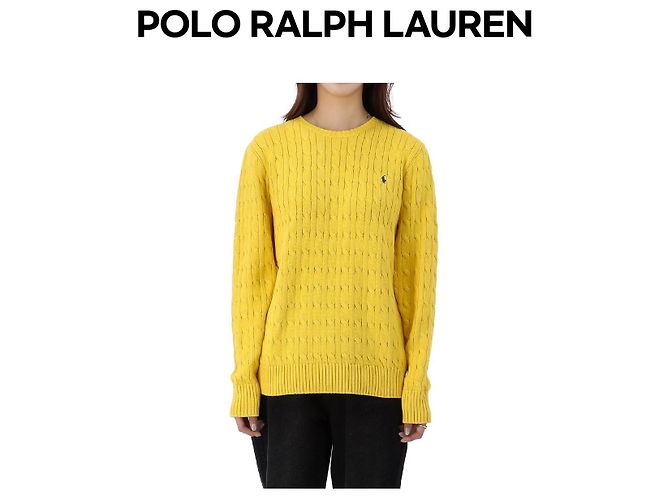 Ralph Lauren Pull en maille torsadée avec logo Pony Taille Adulte Doré - vue 5
