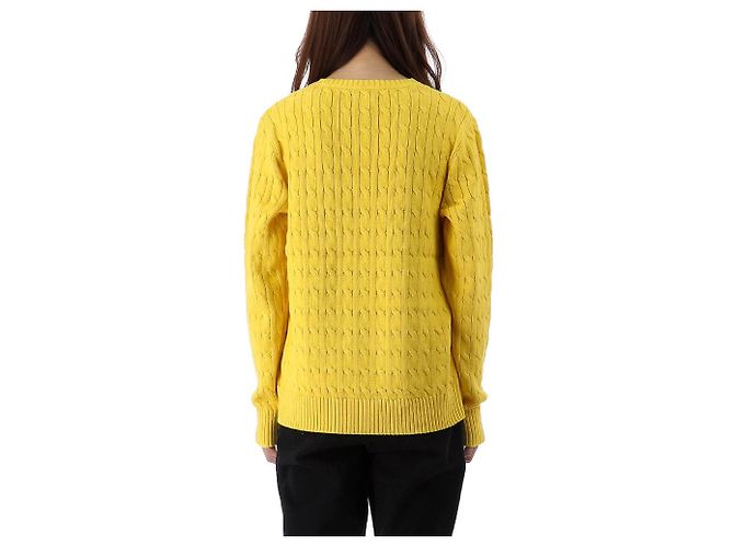 Ralph Lauren Pull en maille torsadée avec logo Pony Taille Adulte Doré - vue 7