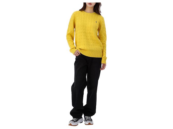 Ralph Lauren Pull en maille torsadée avec logo Pony Taille Adulte Doré - vue 9