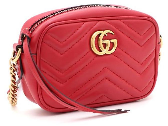 Gucci Borsa a Spalla e Borsa a Tracolla GG Marmont Matelassé Mini Chain Rosso - vista 2