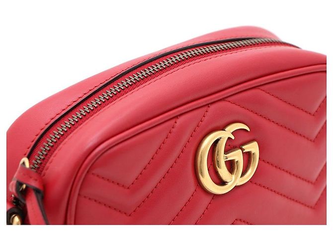 Gucci Borsa a Spalla e Borsa a Tracolla GG Marmont Matelassé Mini Chain Rosso - vista 4