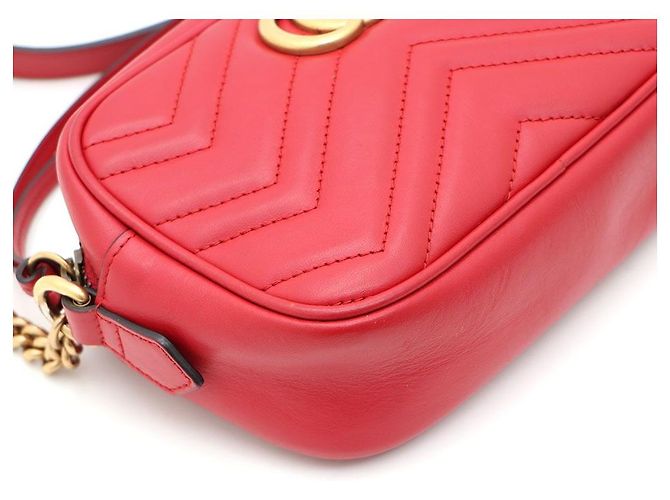 Gucci Borsa a Spalla e Borsa a Tracolla GG Marmont Matelassé Mini Chain Rosso - vista 5