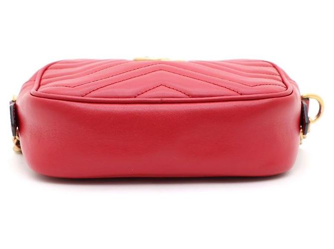 Gucci Borsa a Spalla e Borsa a Tracolla GG Marmont Matelassé Mini Chain Rosso - vista 6