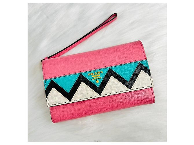 Prada Saffiano Grigio Pink Medium Wallet Limitierte Edition - Ansicht 4