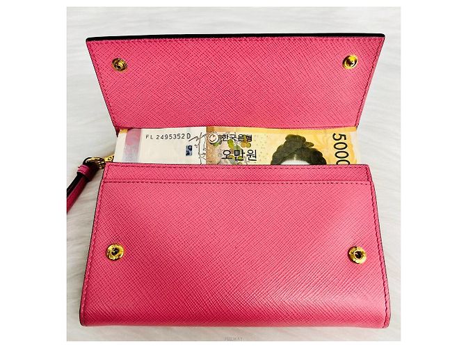 Prada Saffiano Grigio Pink Medium Wallet Limitierte Edition - Ansicht 7