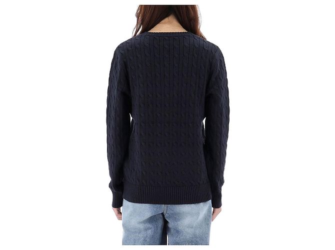 Ralph Lauren Pull en maille torsadée avec logo Pony Taille Adulte Noir - vue 4