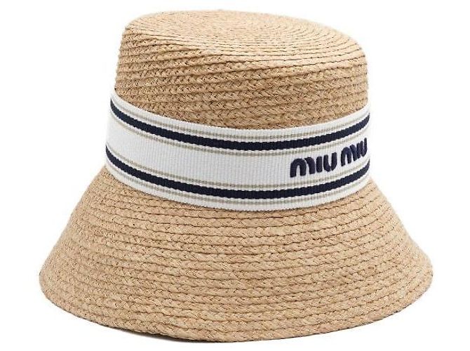 Miu Miu Bucket Hat aus gewebtem Raffia-Stoff Season - Ansicht 3