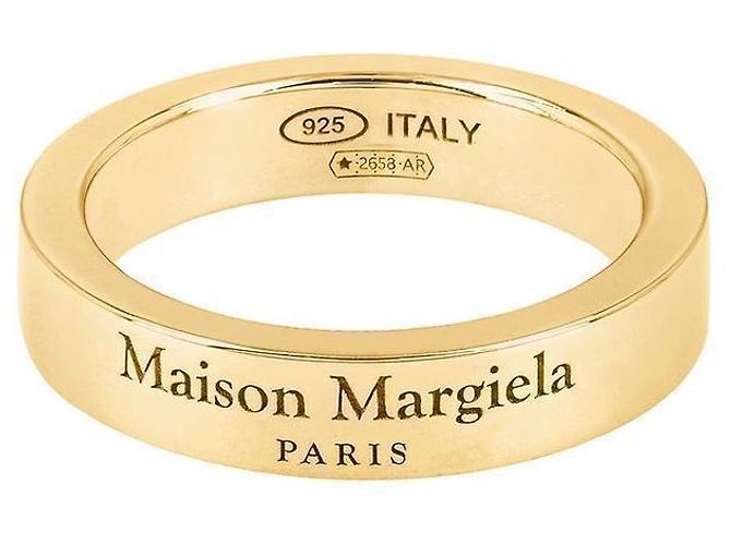Maison Martin Margiela Anello in argento con logo inciso D'oro - vista 3