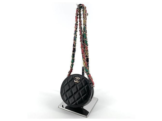 Chanel Mini borsa tamburello rotonda in agnello con multi-catena a tracolla Multicolore - vista 2