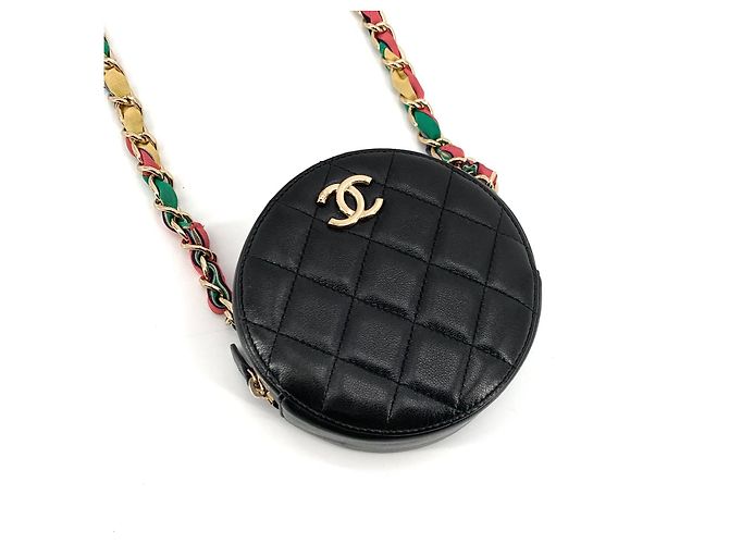 Chanel Mini borsa tamburello rotonda in agnello con multi-catena a tracolla Multicolore - vista 3