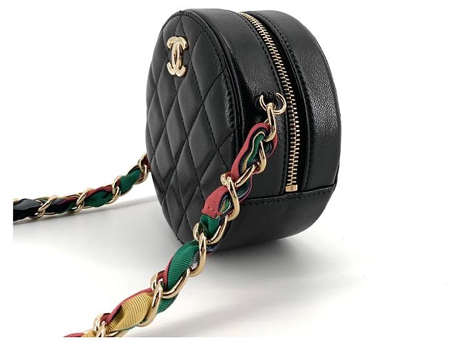 Chanel Mini borsa tamburello rotonda in agnello con multi-catena a tracolla Multicolore - vista 5