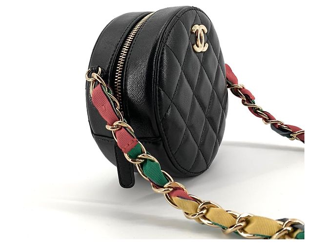 Chanel Mini borsa tamburello rotonda in agnello con multi-catena a tracolla Multicolore - vista 6
