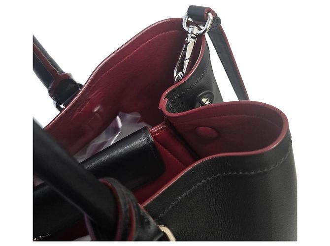 Prada Grande borsa tote doppia in pelle di vitello morbida nera Nero - vista 8