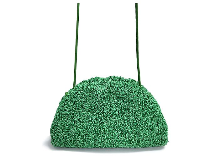 Bottega Veneta Mini Pouch in Pelle e Bouclé - Borsa a Tracolla Verde - vista 2