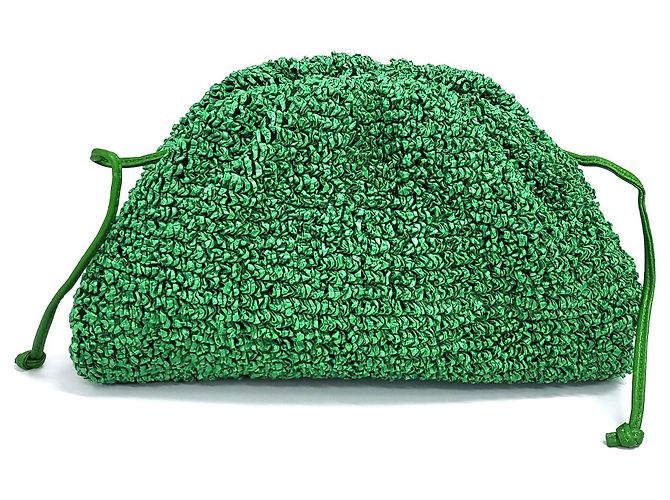 Bottega Veneta Mini Pouch in Pelle e Bouclé - Borsa a Tracolla Verde - vista 3