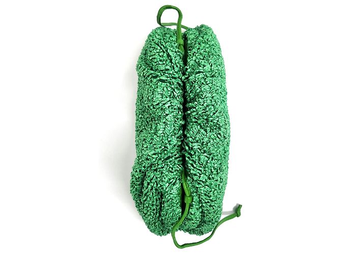 Bottega Veneta Mini Pouch in Pelle e Bouclé - Borsa a Tracolla Verde - vista 8
