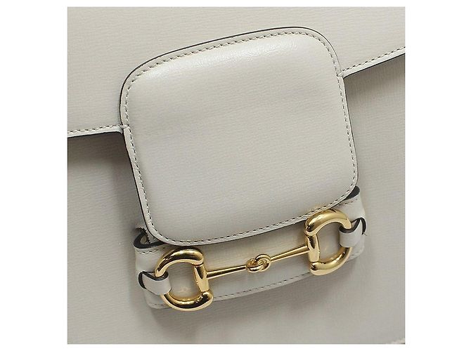 Horsebit 1955 Gucci Borsa a Spalla Gold Horsebit Medium Bianco - vista 12