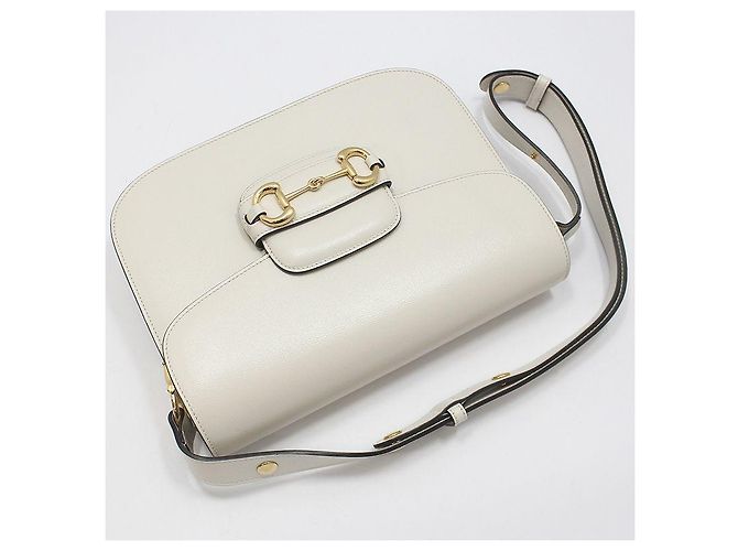 Horsebit 1955 Gucci Borsa a Spalla Gold Horsebit Medium Bianco - vista 3