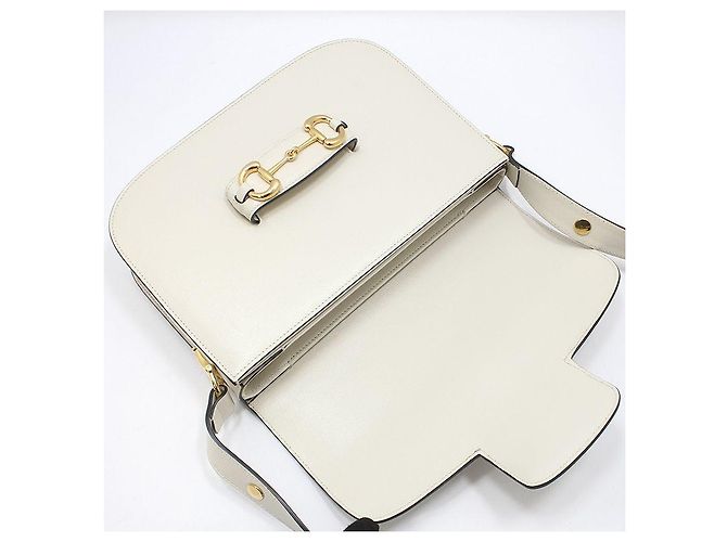 Horsebit 1955 Gucci Borsa a Spalla Gold Horsebit Medium Bianco - vista 8