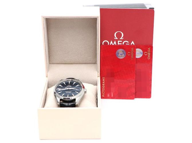 Omega Orologio automatico da uomo Seamaster Aqua Terra con quadrante blu e cinturino in pelle - vista 16