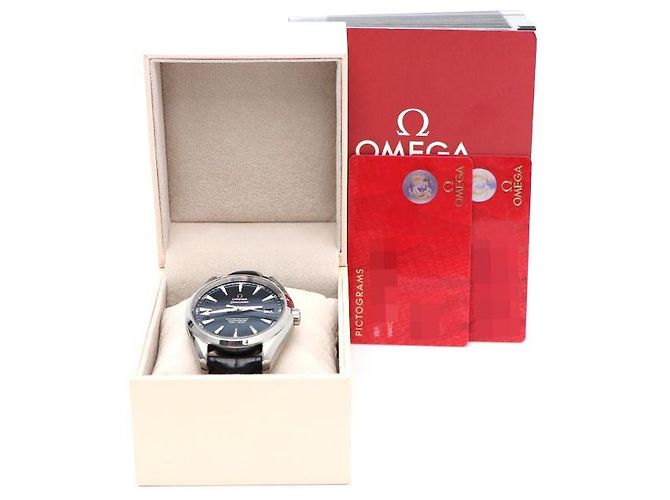 Omega Orologio automatico da uomo Seamaster Aqua Terra con quadrante blu e cinturino in pelle - vista 8