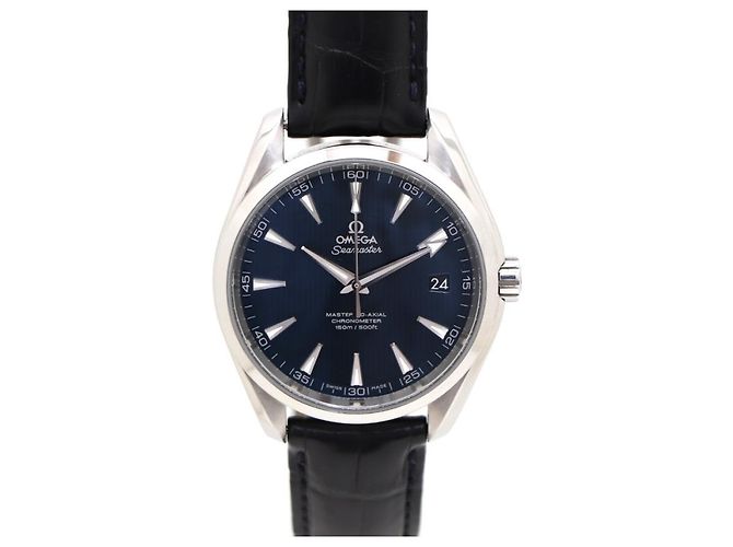 Omega Orologio automatico da uomo Seamaster Aqua Terra con quadrante blu e cinturino in pelle - vista 9