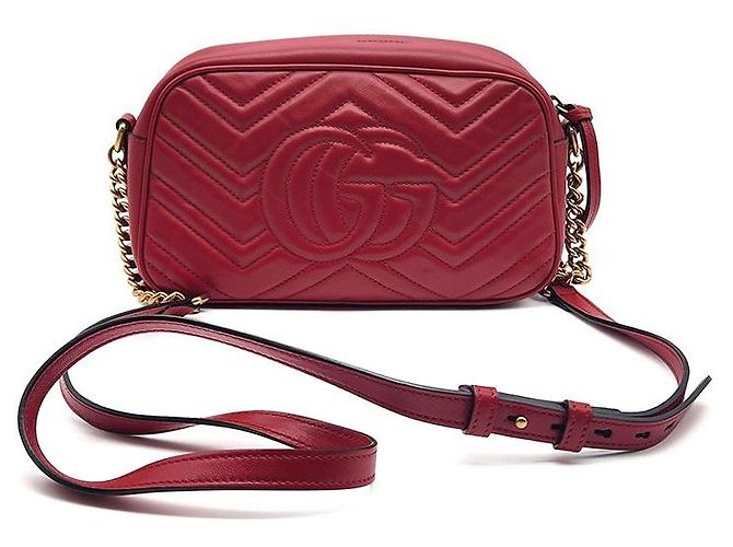 Gucci Borsa a tracolla Marmont Matelassé Rosso - vista 3