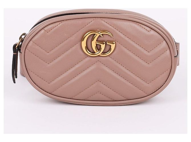 Gucci Marmont Matelassé Gürteltasche in Deep Beige mit Goldton Braun - Ansicht 2