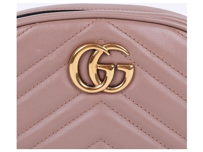 Gucci Marmont Matelassé Gürteltasche in Deep Beige mit Goldton Braun - Ansicht 3