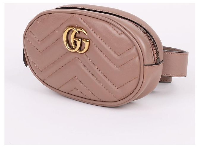 Gucci Marmont Matelassé Gürteltasche in Deep Beige mit Goldton Braun - Ansicht 4